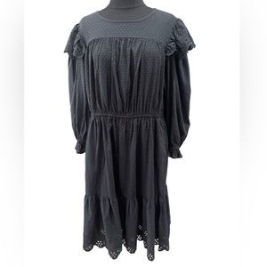 Universal Thread Dark Gray Long Sleeve Eyelet Lace Dress Size Large